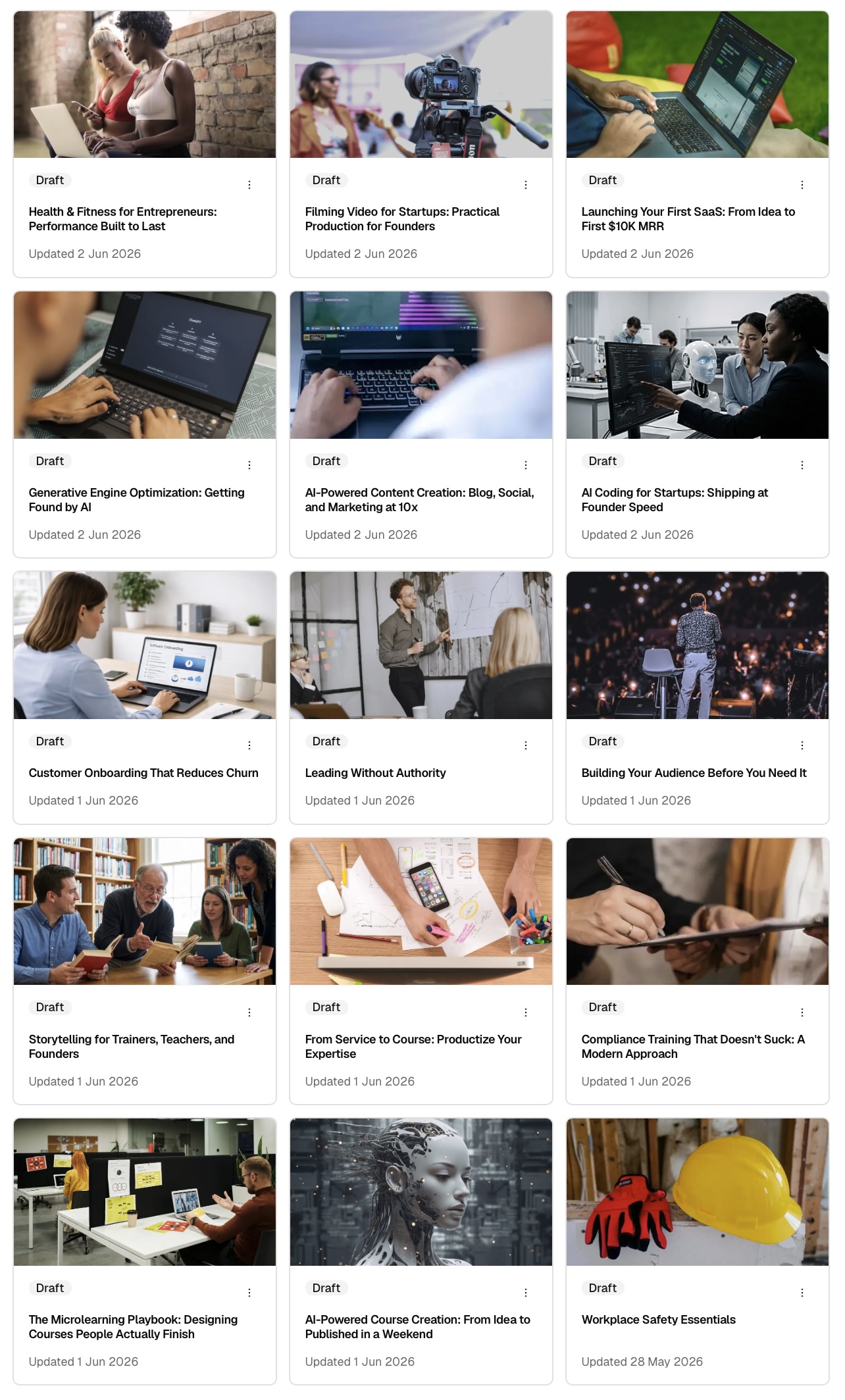 15 ready-made course templates in CourseConverter